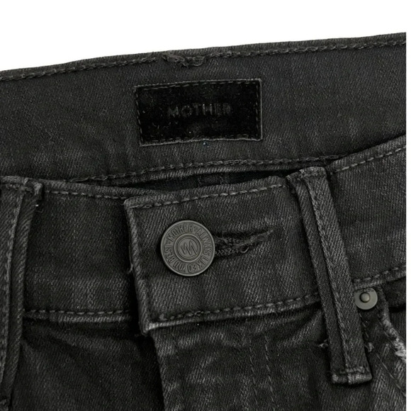 Mother Insider Crop Step Fray Guilty Racer Stripe Skinny Ankle Jeans Black 25 - Picture 7 of 12